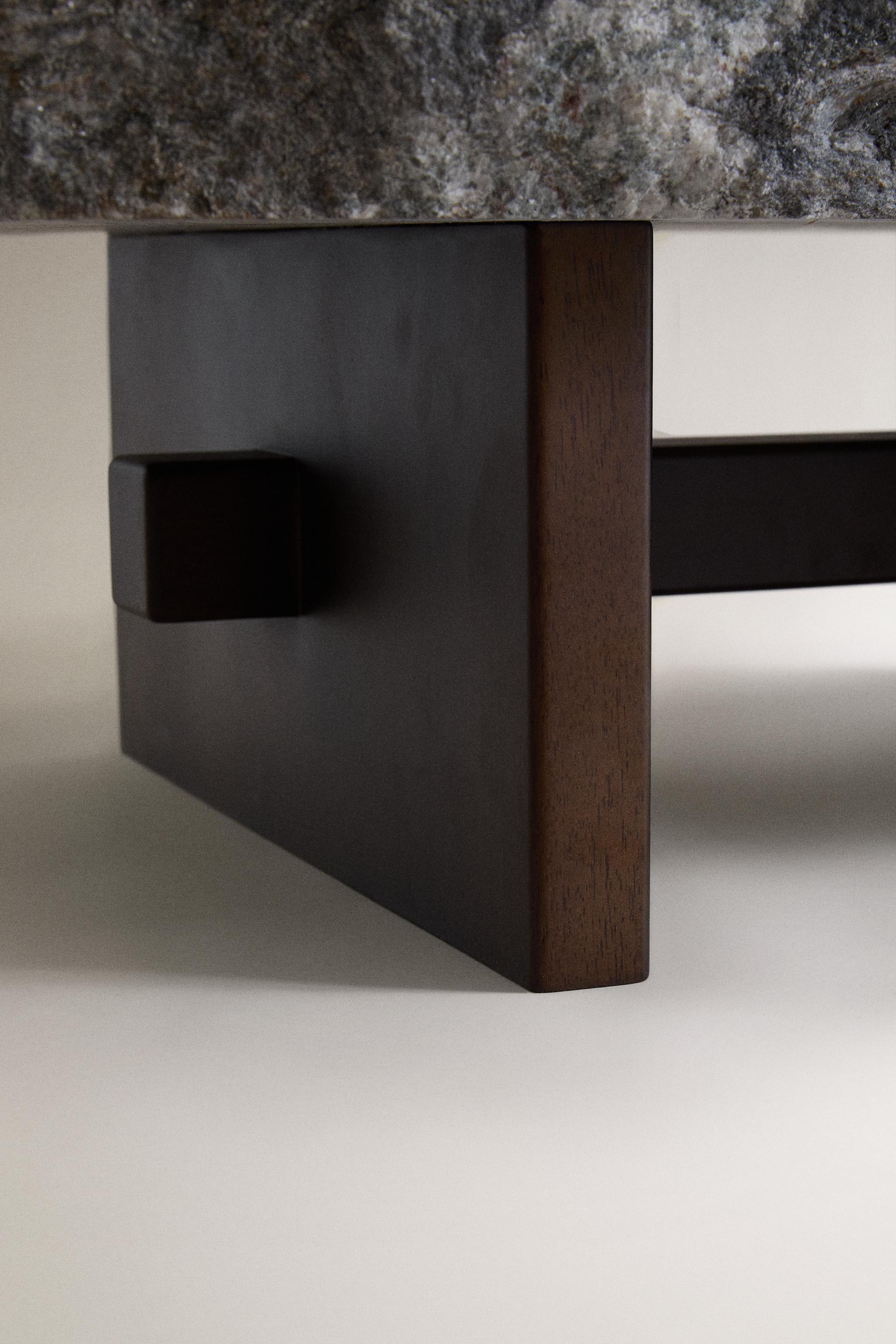 MARBLE AND WOOD COFFEE TABLE